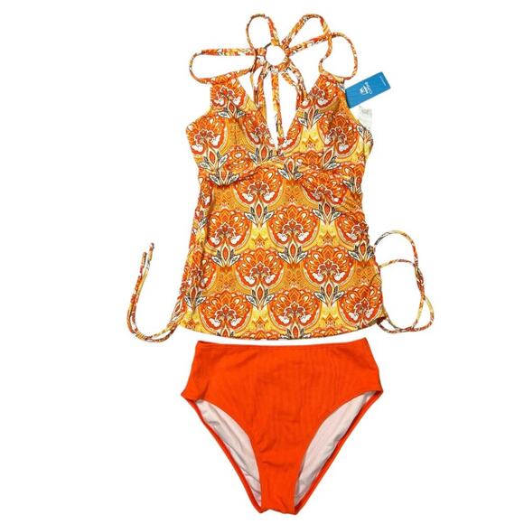 NEW CUPSHE Floral V-Neck Tankini Top & Standard Bottoms Set SIZE M - Picture 3 of 4